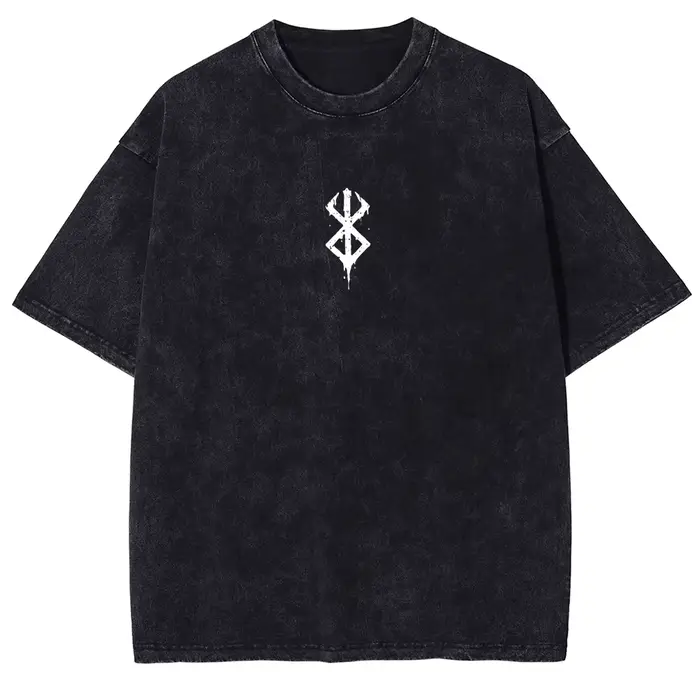 Anime chaud Berserk Logo Vintage graphique t-shirt hommes Manga surdimensionné T-shirts lavé coton