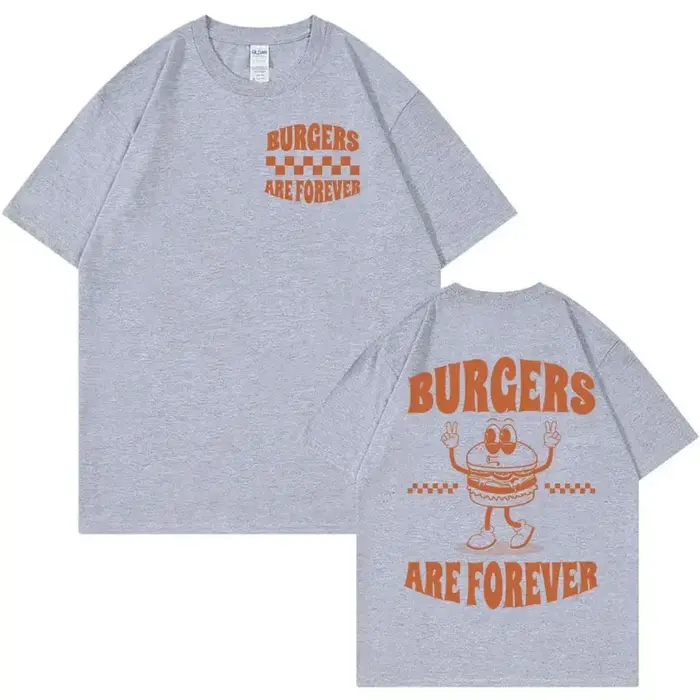 Burger Are Forever drôle Meme T-shirt hommes haut pour femme dessin animé rétro Harajuku T-shirts 100% coton surdimensionné T-shirt vêtements mignons