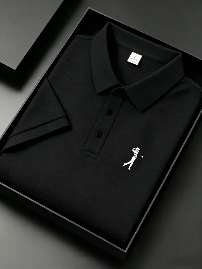 Polo jacquard pour homme avec silhouette de golfeur