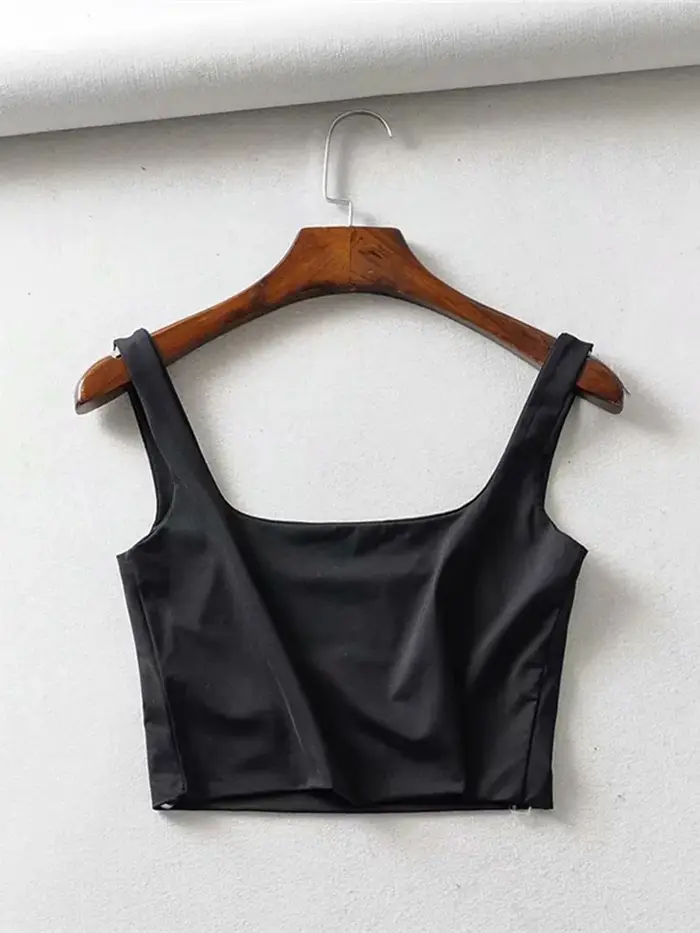 Offre spéciale 2025 été femmes Sexy hauts sans manche mode court col carré débardeurs 4 couleurs