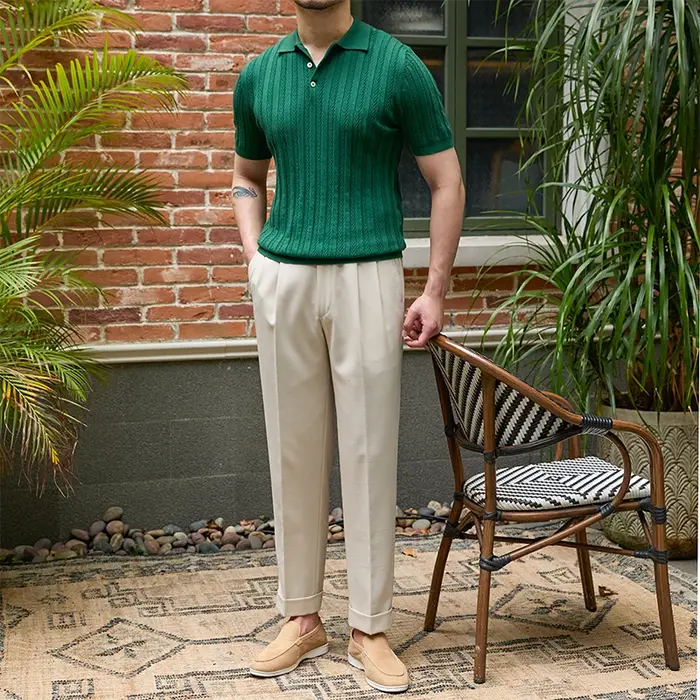 Mr. Lusan-Polo Jacquard à Revers à oral rons pour Homme