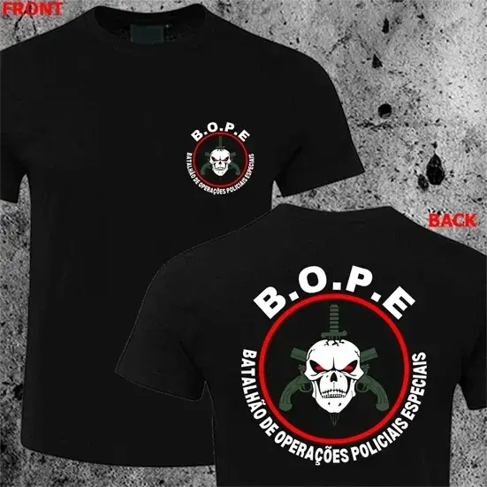 BOPE Tropa De Elite brésil Forces d'élite spéciales T-Shirt à manches courtes décontracté 100% coton hommes chemise