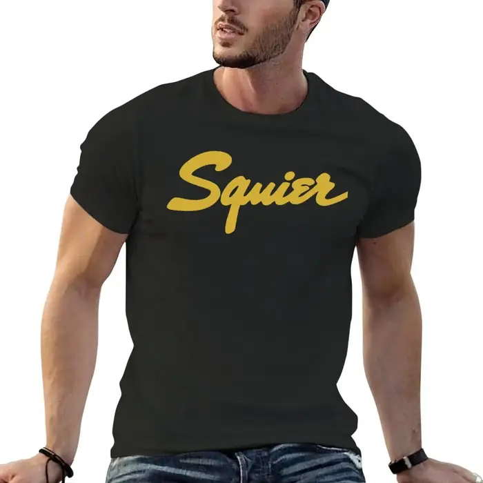 Squier-T-shirt graphique vintage personnalisé pour hommes, chemises bon marché