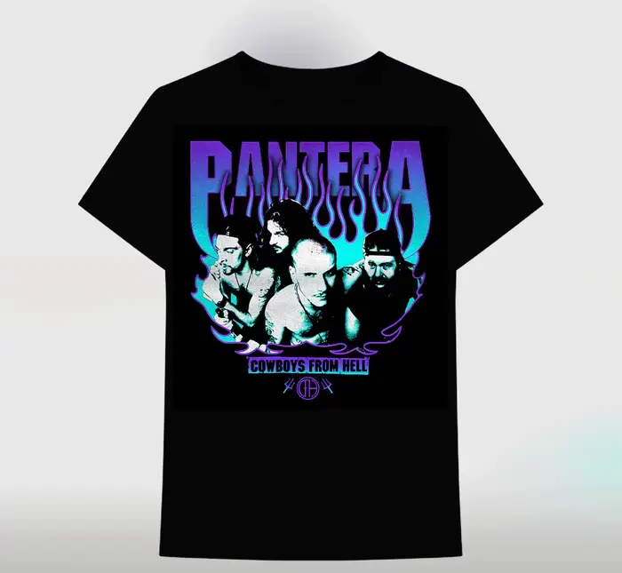 T-shirt décontracté avec logo Pantera Flames Band