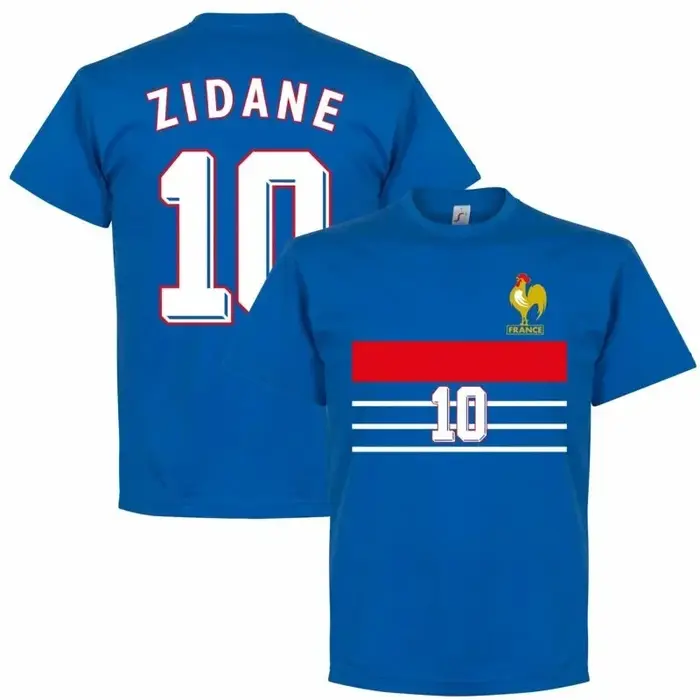 T-shirt décontracté rétro Zidane 10 France été 1998 en jersey doux pour hommes