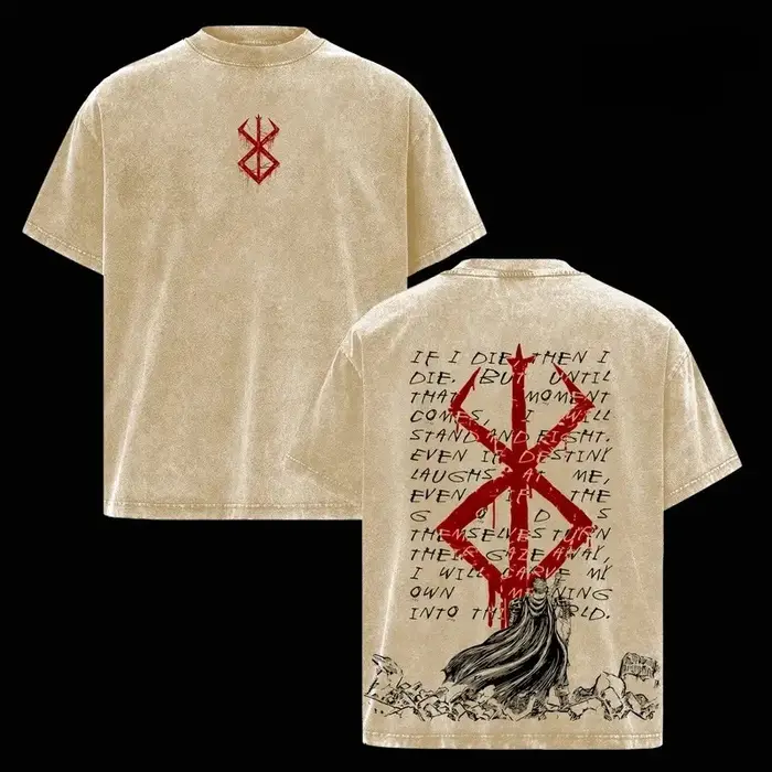 Berserk Guts Anime imprimé t-shirt hommes femmes lavé coton T-shirts Manga Vintage