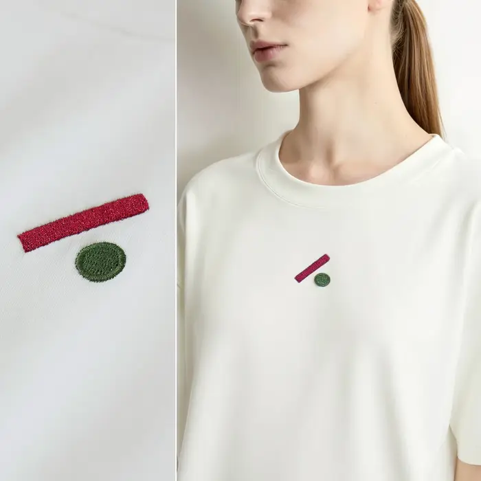 T-shirts pour femmes Amii, col rond, épaules tombantes, broderie géométrique, hauts amples d'automne, vêtements décontractés et confortables pour femmes 12623030