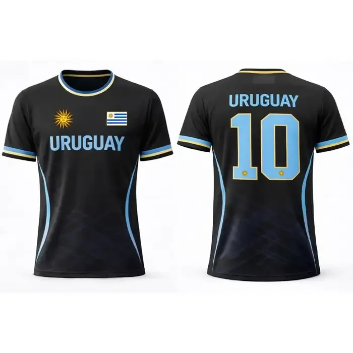 T-shirt unisexe Uruguay Sun Print en polyester respirant et confortable pour l'été