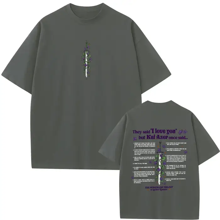 Kai Azer I Love You in Powerless T-shirt Homme Femme Y2k Harajuku Esthétique T-shirts Unisexe Décontracté Coton Oversize