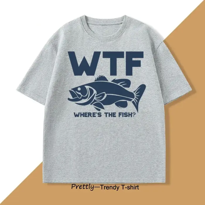Drôle WTF où est le poisson T-shirt hommes pêche pêcheur