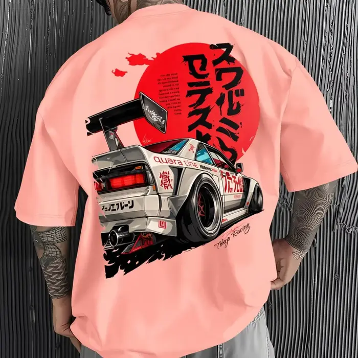 T-shirt graphique JDM Racing Car pour homme 100 % coton