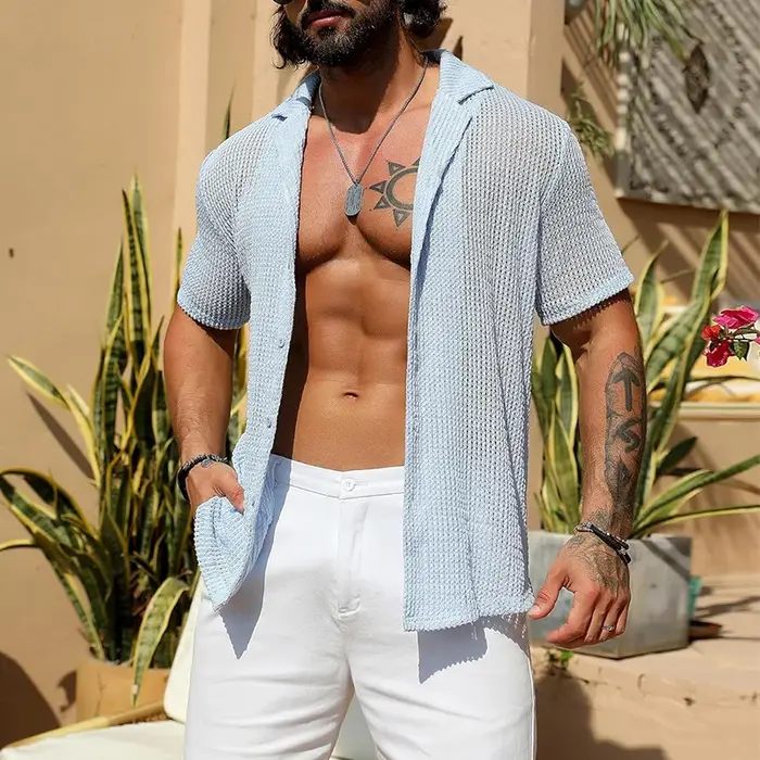 Chemise en Tricot Transparente pour Homme