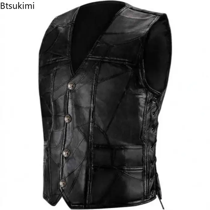 Gilets de motard en cuir de mouton pour hommes