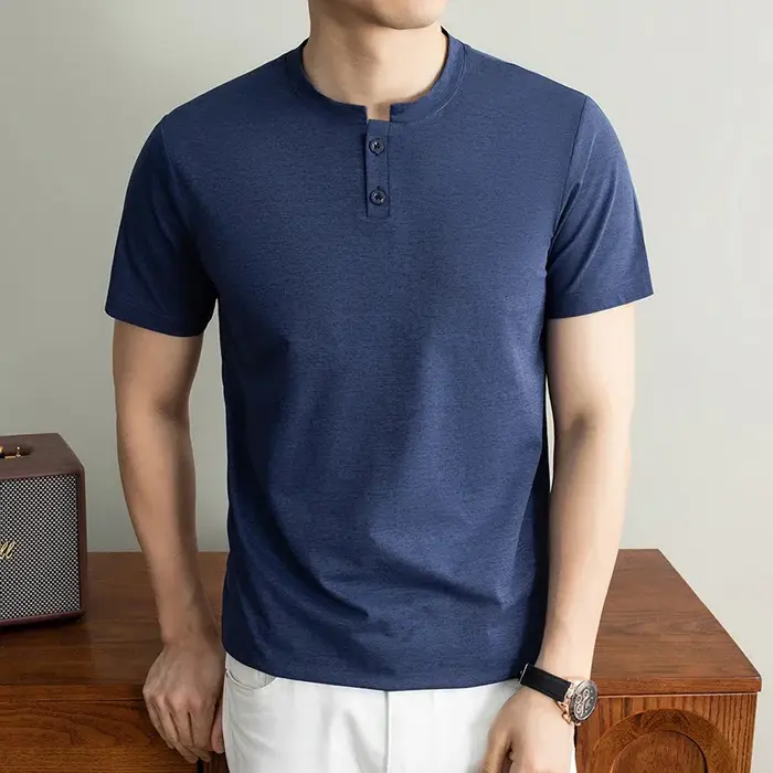 T-shirt Henley basique pour homme