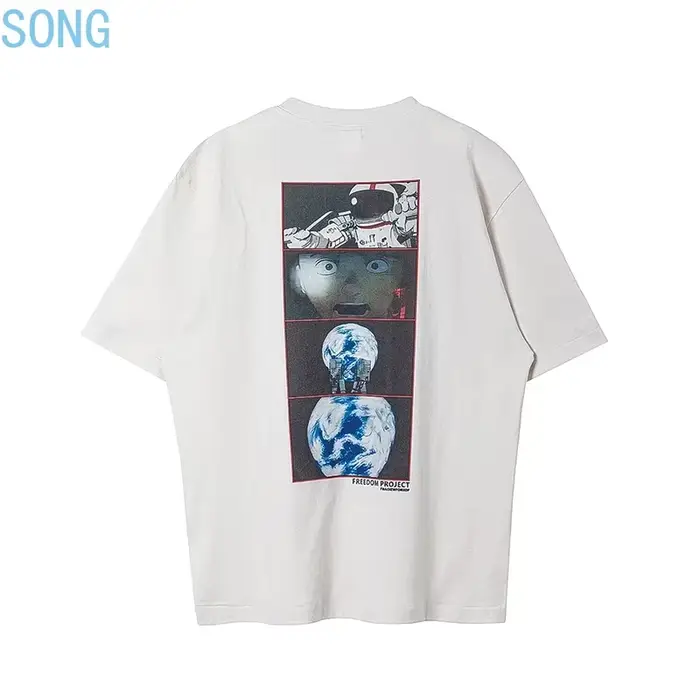 T-shirts amples et oversize Saint 2025 à manches courtes, style rétro, nouveau, noir et blanc, col rond, en coton imprimé, pour hommes et femmes 2026