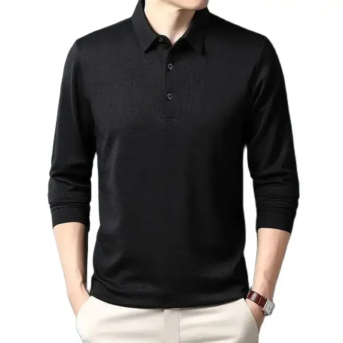 SHiONFA-T-shirt à manches longues gaufré pour hommes