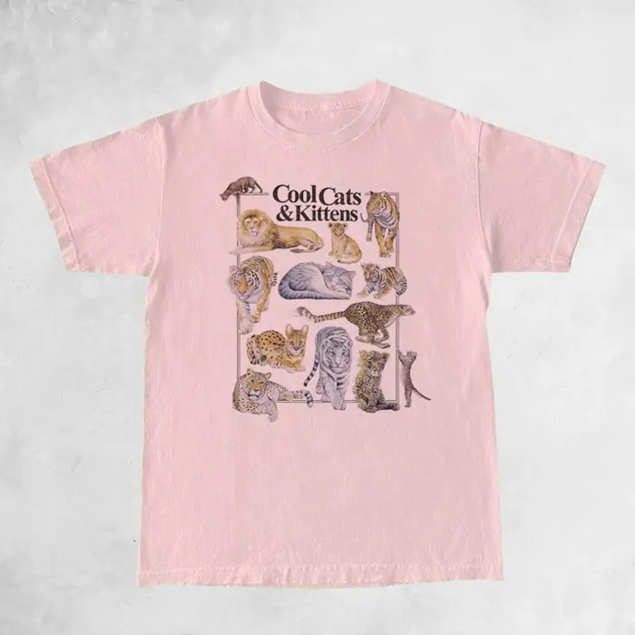 Cool chats et chatons Vintage T-Shirt femmes ample à manches courtes mignon félin