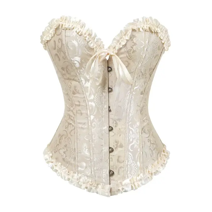 Bustiers et Corsets Sexy en dentelle florale pour femmes, Vintage, gothique, surbuste, Satin Jacquar