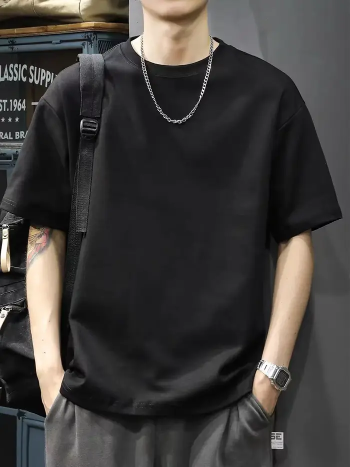 T-shirt homme 100% coton, manches courtes, été, haute qualité, basiques, essentiels, taille standard