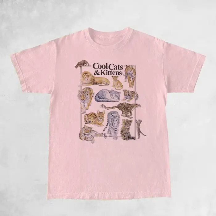 Cool chats et chatons Vintage T-Shirt femmes ample à manches courtes mignon félin T-Shirt Hippie drô