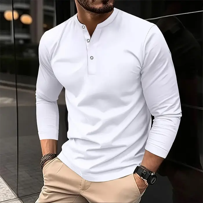 Hommes de Henry Col Manches Longues Polo Chemise