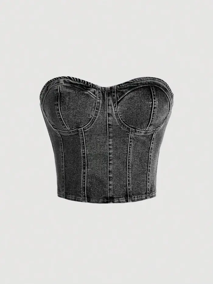 Haut court de cow-girl sexy avec un design rétro à la taille cintrée