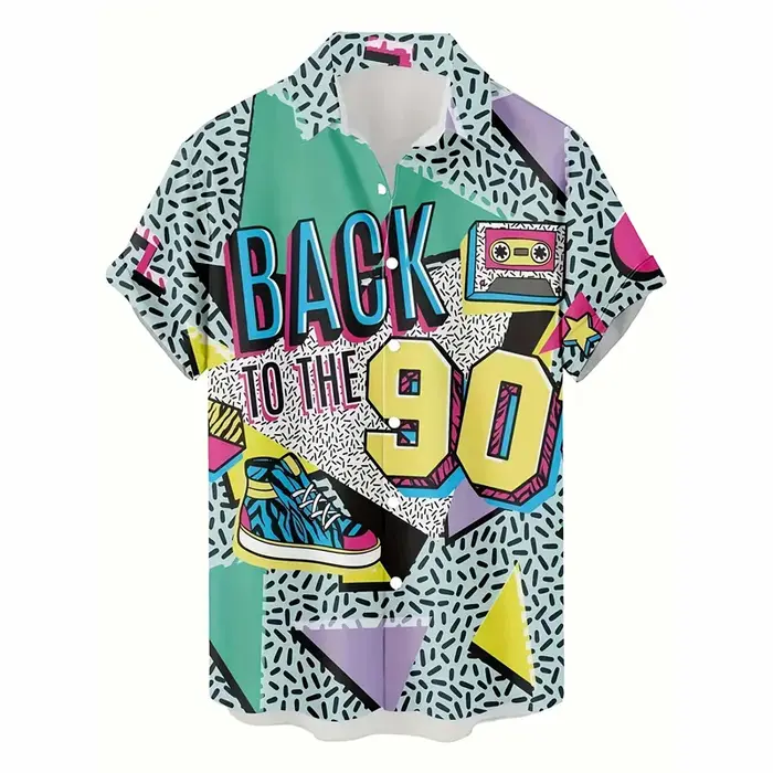 Chemises hawaïennes rétro des années 80 et 90 pour hommes, vêtements imprimés en 3D, hauts à manches