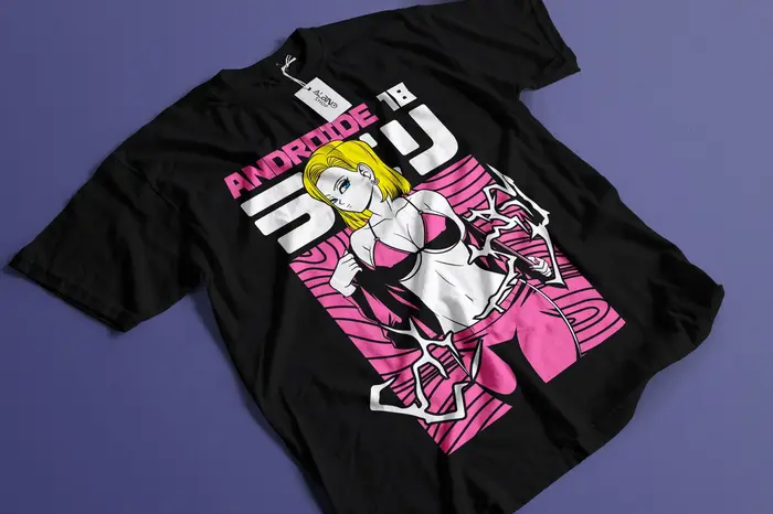 Android 18 Girl Tee-shirt Ecchi 90s Anime T Shirt, Vêtements Manga Japonais