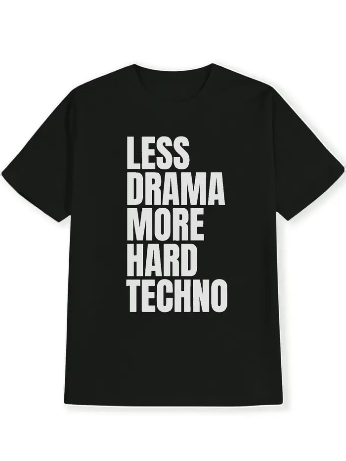 T-shirt drôle « Moins de Drama Plus de Techno » pour homme, en coton, coupe ample et oversize, style