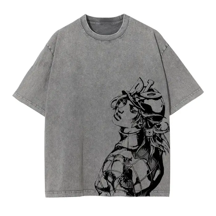 T-shirt Bandai Joestar Johnny vintage délavé JOJO à manches courtes Bizarre Adventure T-shirts overs