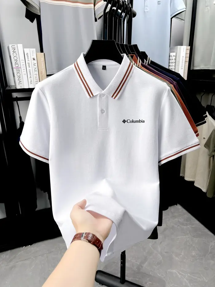 Polo classique pour homme à double bordure avec logo Columbia