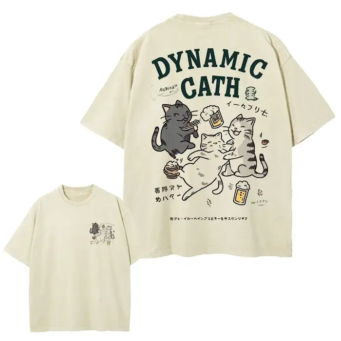 T150 Funny Cartoon Cat Graphic T Shirt Men Cotton Tshirt Short Sleeve Tops Tees Hip Hop Japanese Harajuku