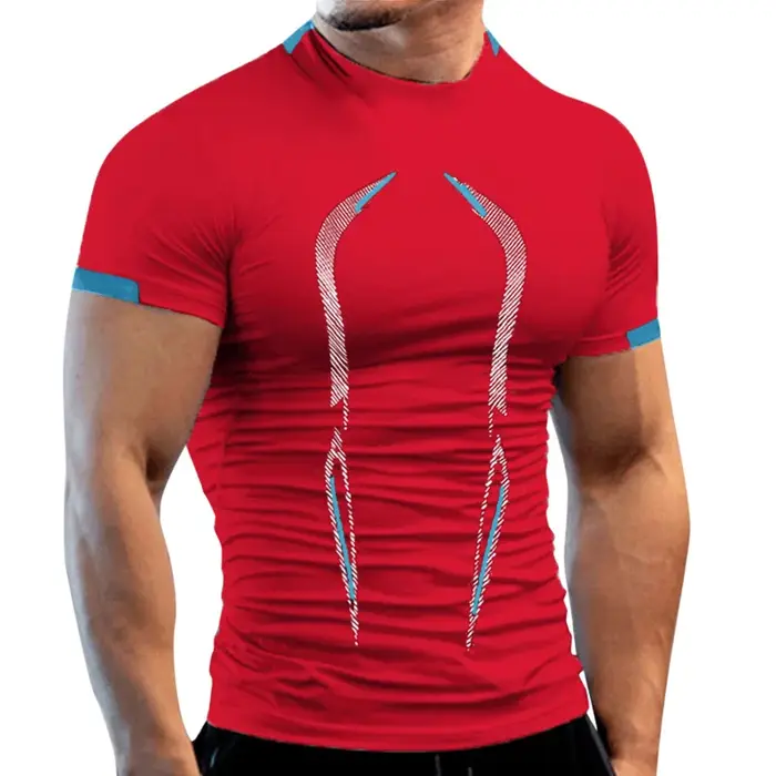 T-shirt respirant pour hommes, à séchage rapide, pour Jogging, entraînement, Fitness, course à pied,