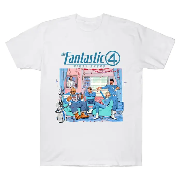 The Fantastic Four First Steps 2025 Movie T-shirt Men Women Cotton Tee Street Hip Hop Vintage Oversized Short Sleeve O-Neck Tops