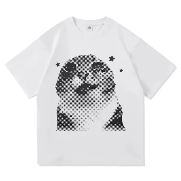 Y2k drôle chat Meme t-shirt vêtements Harajuku hauts col rond manches courtes t-shirts fille Harajuk