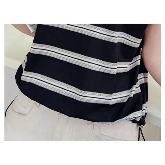 Polo rayé pour femme à manches chauve-souris