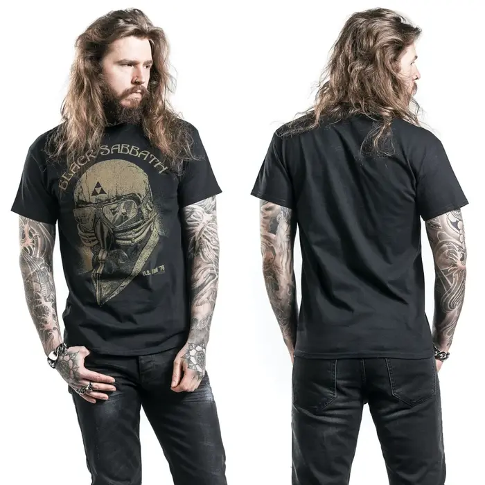 T-shirt en coton noir avec motif Black Sabbath