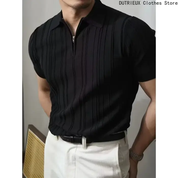 【2025 Vêtements d'été légers de luxe pour hommes】 Polo à fermeture éclair