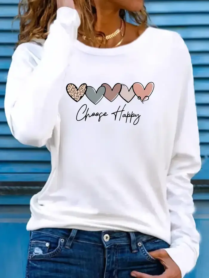 Coeur imprimé chemise drôle gothique T-Shirt femmes décontracté