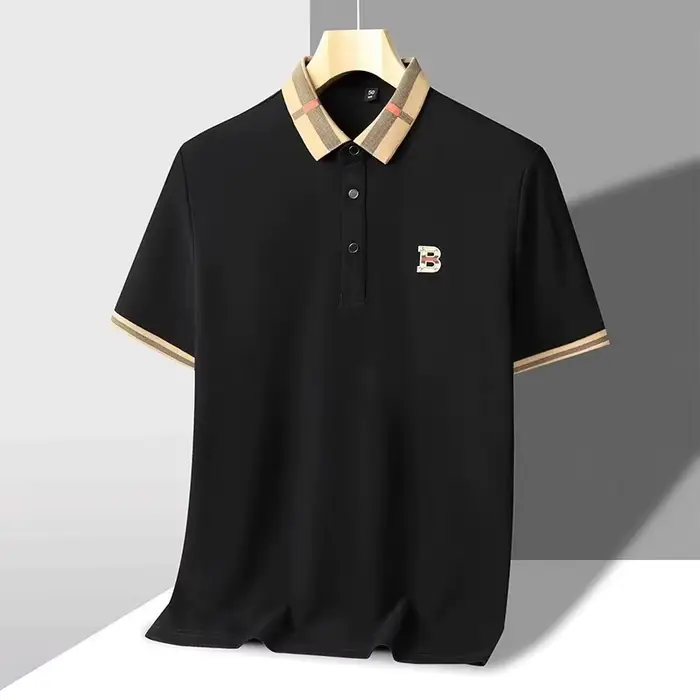 Marque de luxe logo polo à manches courtes hommes été nouveau haut de gamme en soie coton respirant Paul T-shirt mode