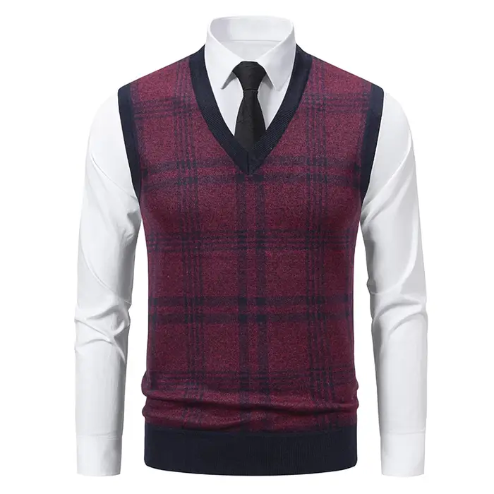 Gilet en tricot sans manches pour homme 2026 – Pull léger décontracté à col en V
