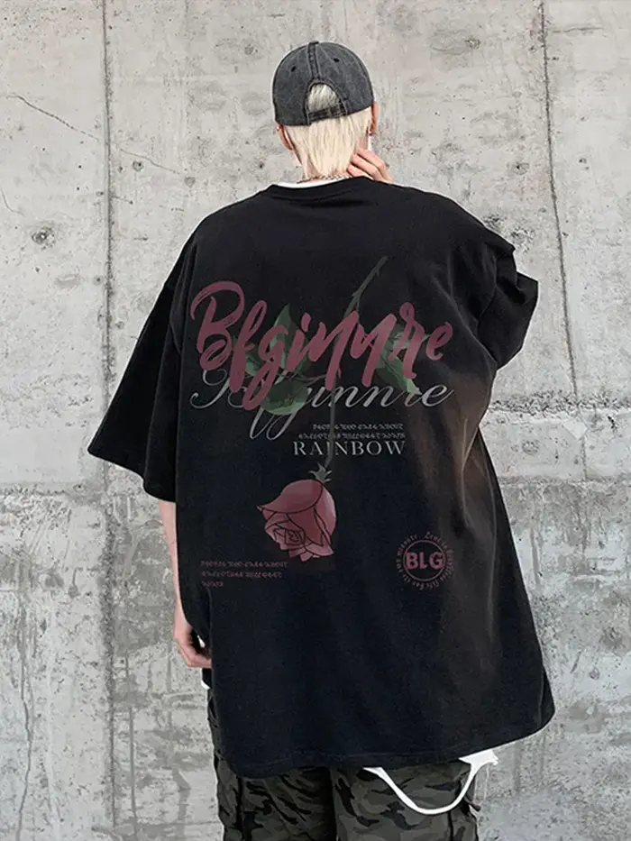 T-Shirt Gothique à Manches Courtes et Col Ras du Cou pour Homme Streetwear en Coton Respirant