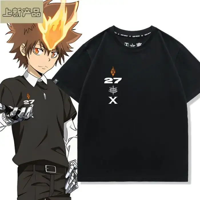 Anime HITMAN REBORN! Sawada Tsunayoshi Cosplay Costume coton été hauts à manches courtes t-shirts po