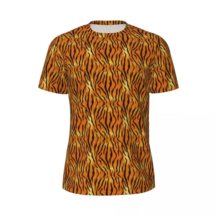 T-shirt manches courtes pour homme, estival et de style urbain, avec animal lumineux et tigre orange