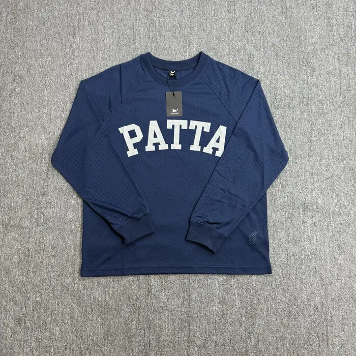 T-shirt à manches longues unisexe à col rond, motif tête de léopard brodé Patta, rayures noires et j