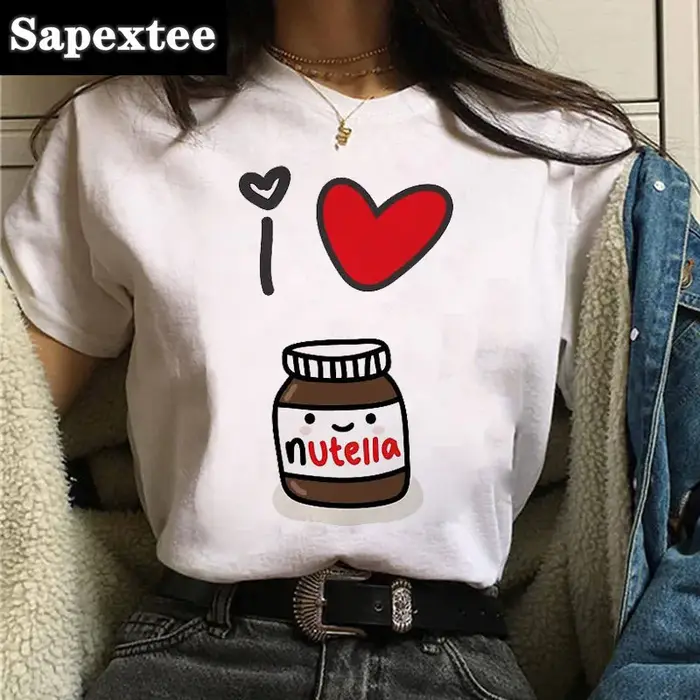 T-shirt imprimé Nutella Kawaii pour femme
