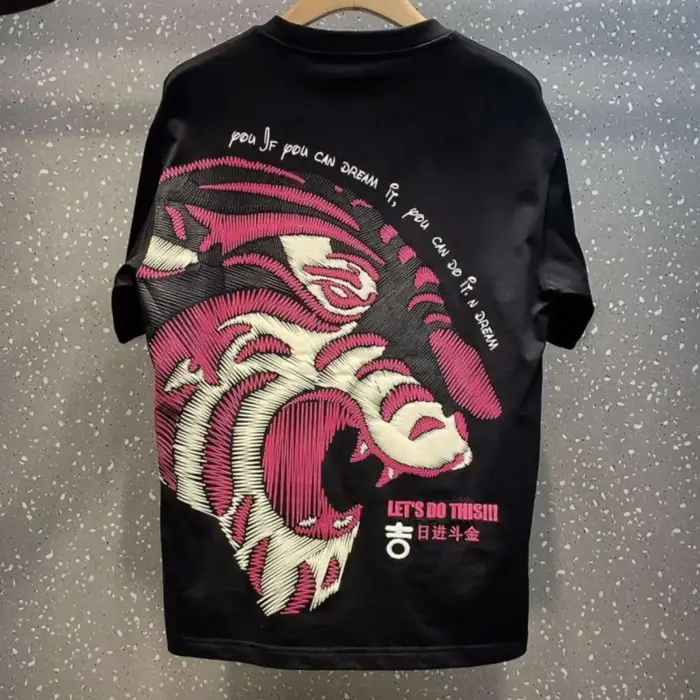 Y-Heather-T-shirt graphique rayé brodé pour hommes, Économie masculins, Économie basiques, Tendance 