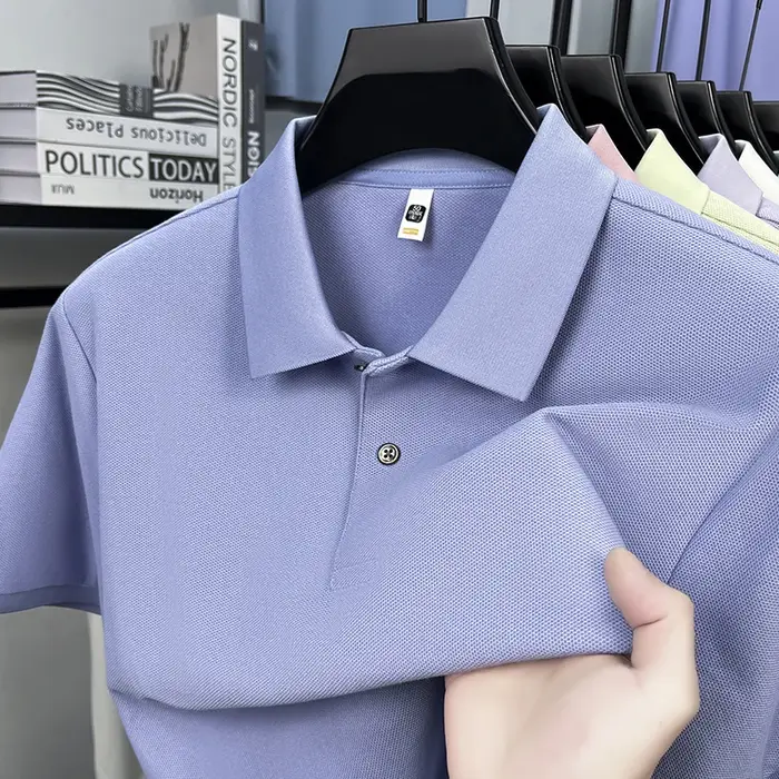 Polo Classique Homme Manches Courtes 100% Coton Mercerisé Respirant Été Casual Affaires Golf Hauts D