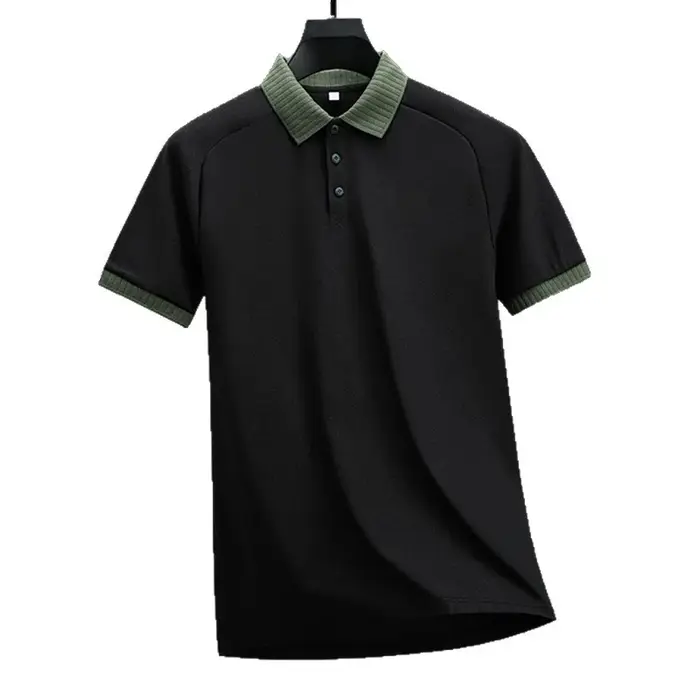 Nouveau Polo Homme Manches Courtes 2026 – T-shirt Décontracté Couleur Unie Tendance pour Affaires et Loisirs – Coupe Ample en Fibre de Polyester