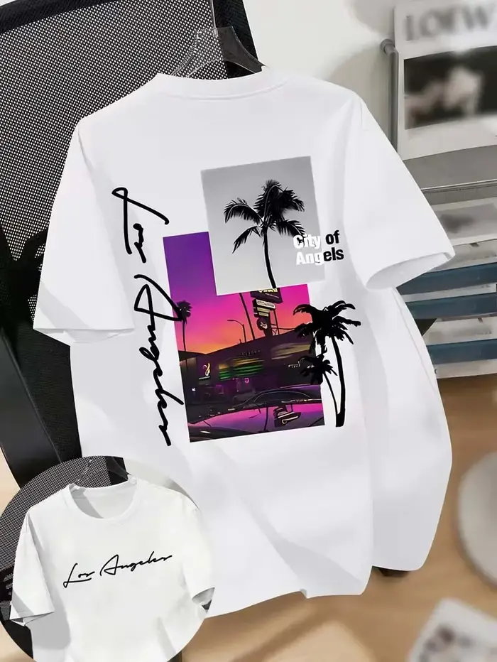 T-shirt graphique néon Palm Tree Los Angeles